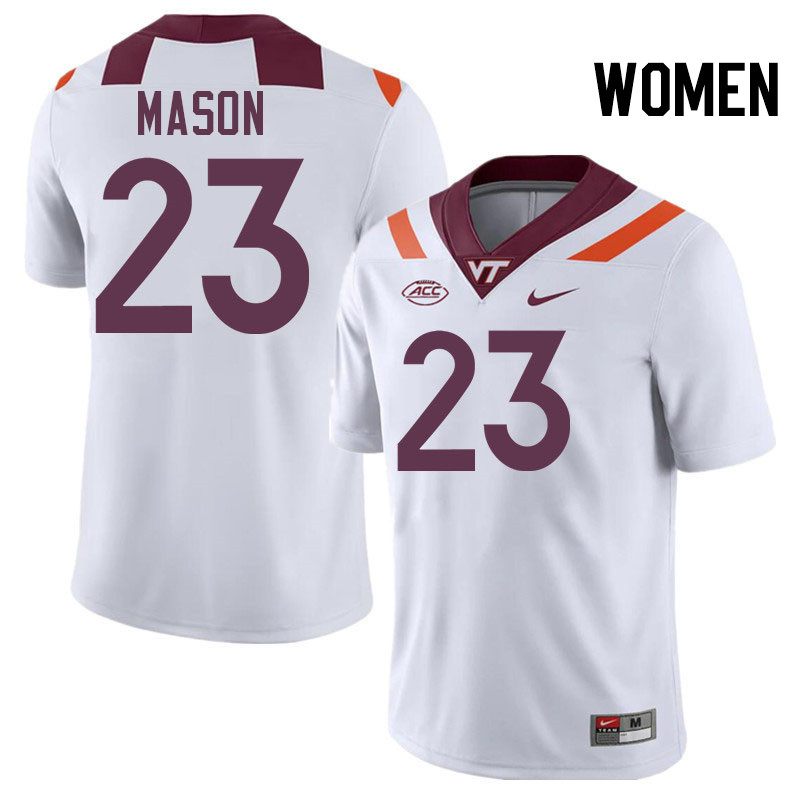 Women #23 Tyler Mason Virginia Tech Hokies College Football Jerseys Stitched-White